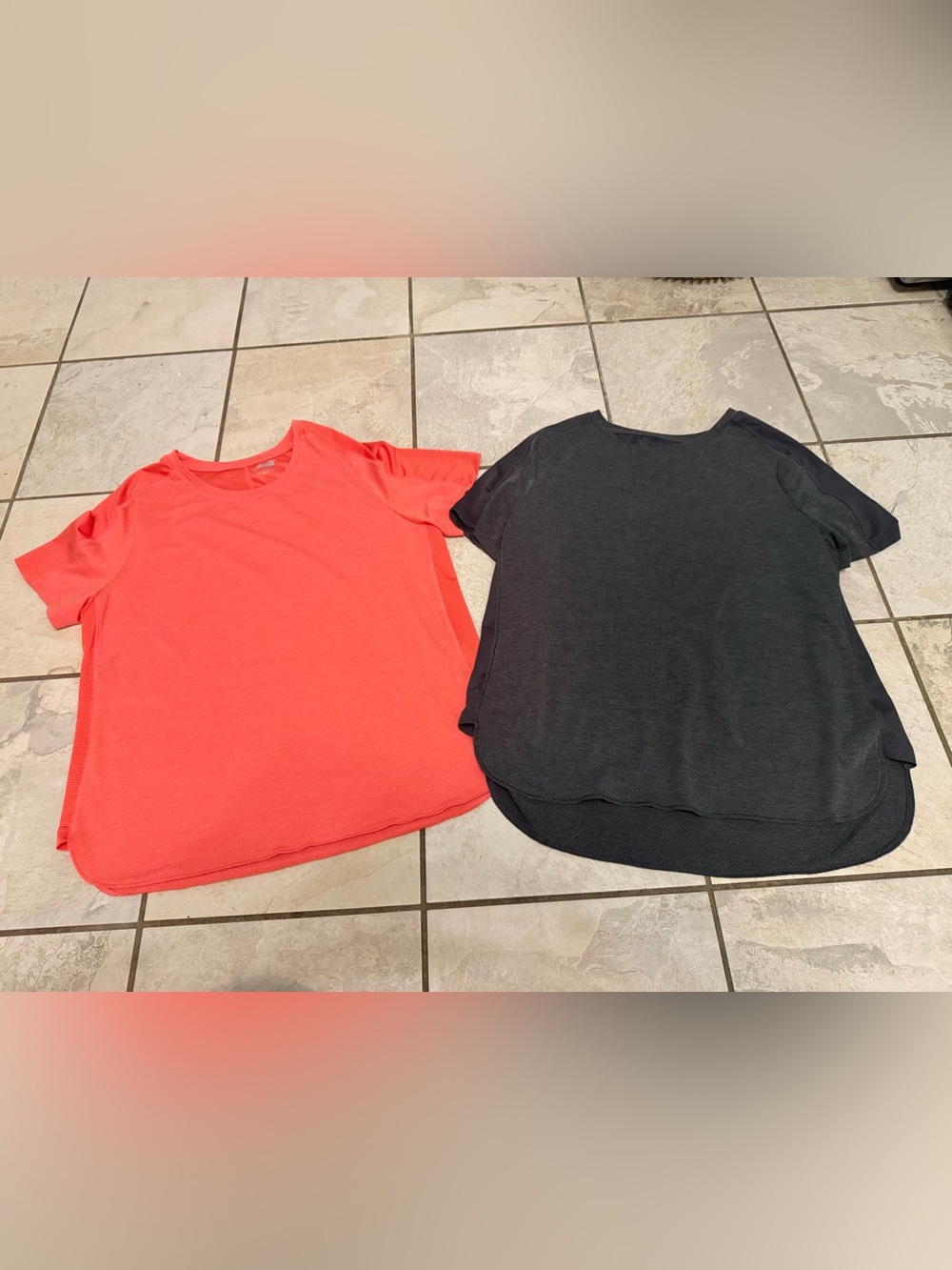Avia Short Sleeve Tees in Coral and Charcoal